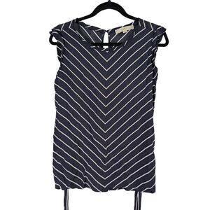 Ann Taylor LOFT Chevron Wrap Waist Top Size Small Petite, Large NWT Forever Navy